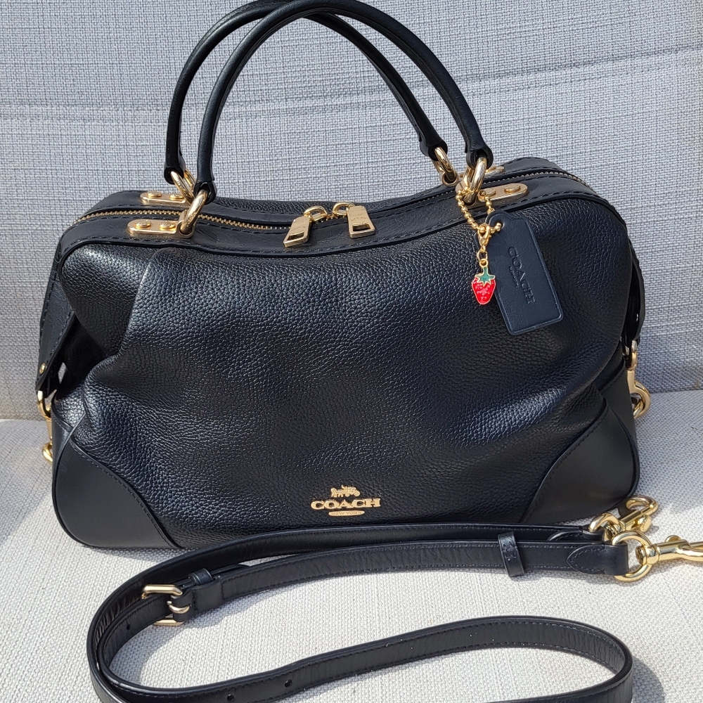 Coach Black Satchel with Gold Accents